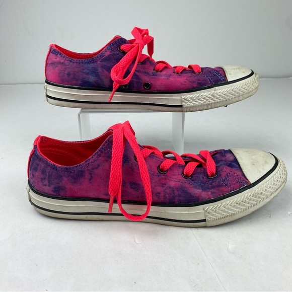 Converse Junior Size 4 All Star Tie Dye Pink Purple Low Tops - Picture 1 of 6
